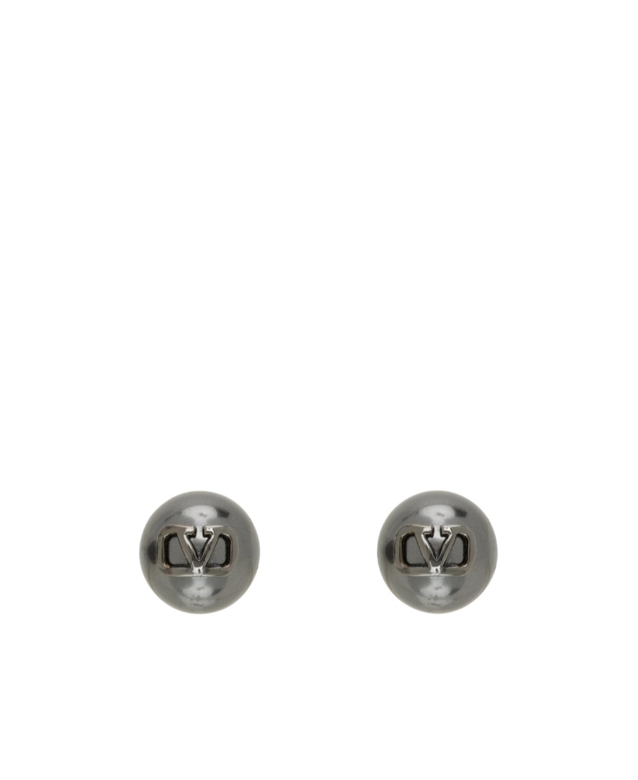 Valentino Vlogo Logo Earrings In Gray