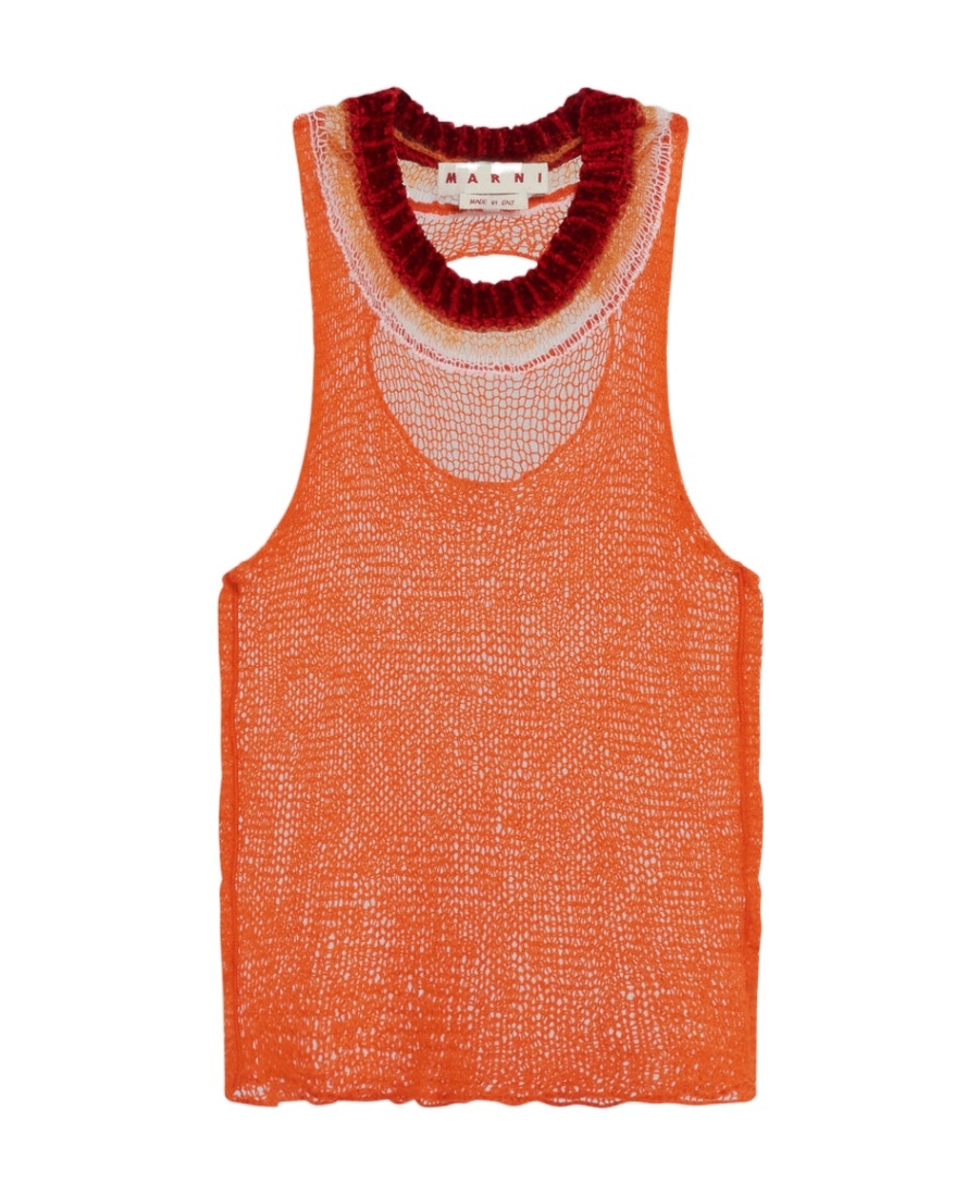MARNI ORANGE WOOL-CASHMERE TOP WITH CUTOUT