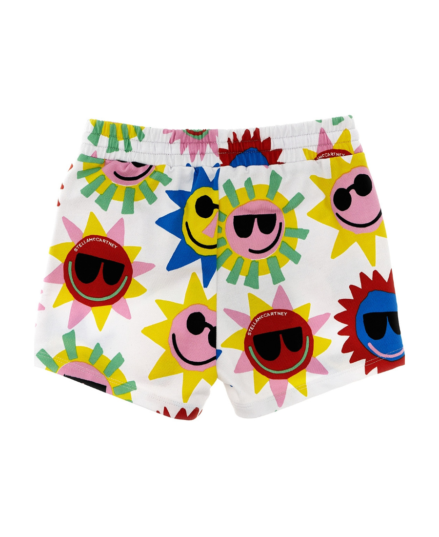 Stella Mccartney Kids Sun-printed Drawstring Track Shorts In White