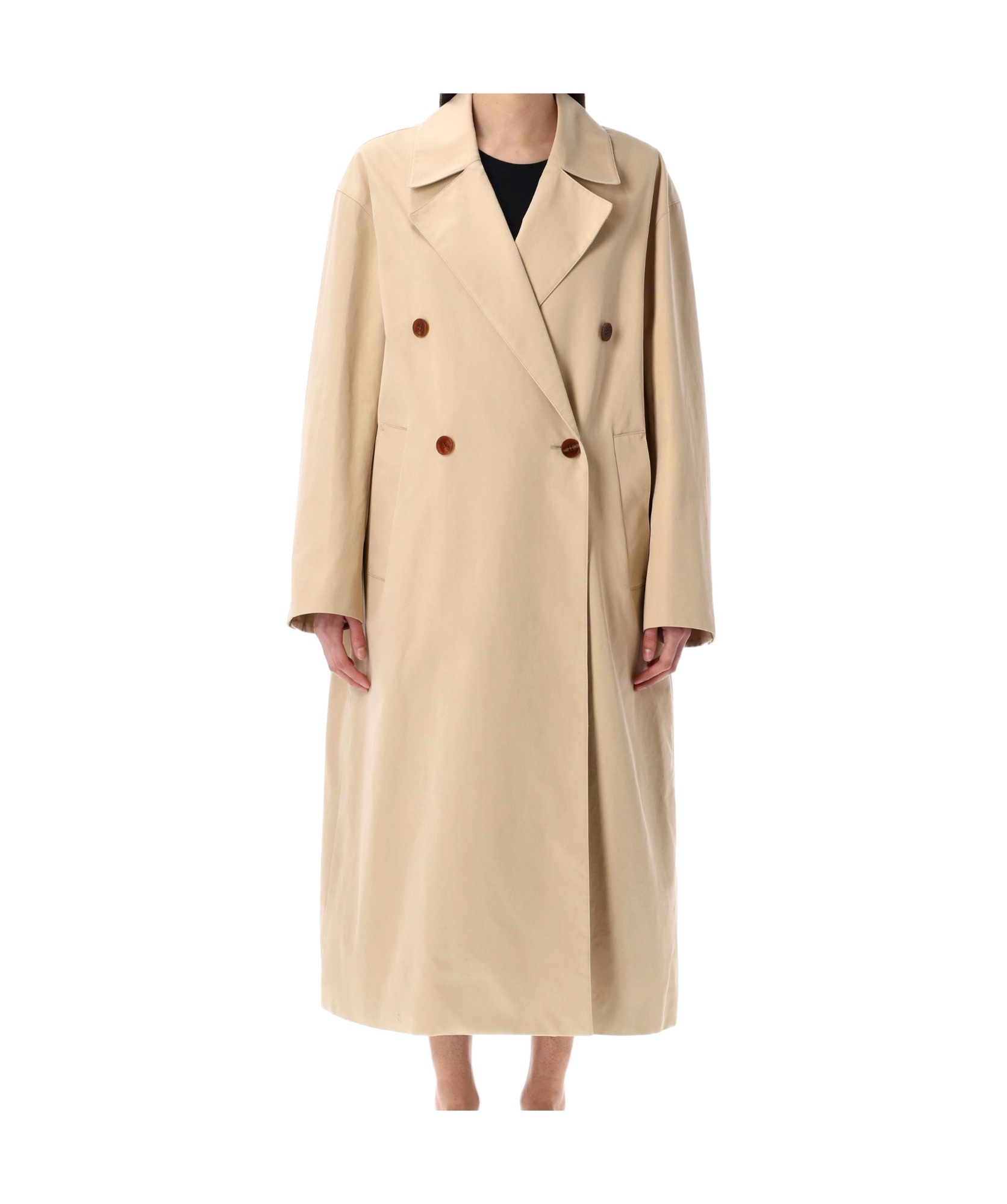 Low Classic Double-breasted Trench Coat In Beige