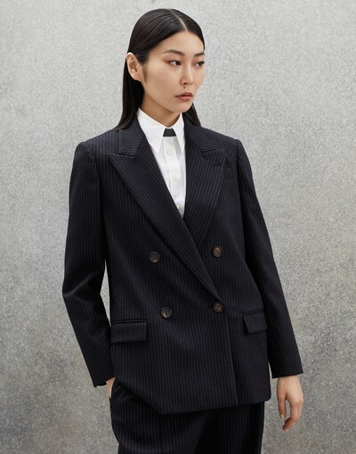 Brunello Cucinelli Double-breasted Wool Blazer In Black
