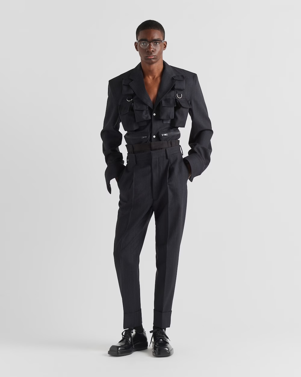 Prada Wool Tailored Trousers In Blue