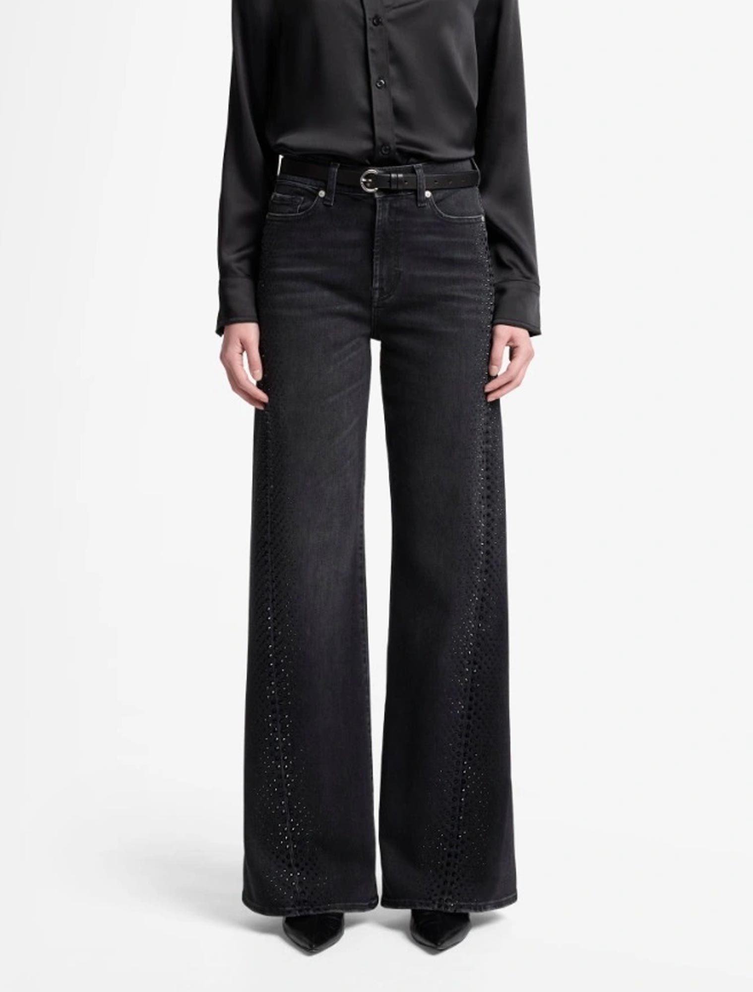 7 For All Mankind High-waisted Jeans In Black