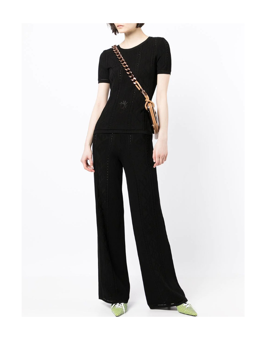 MARINE SERRE CRESCENT MOON-PATTERN WIDE-LEG TROUSERS