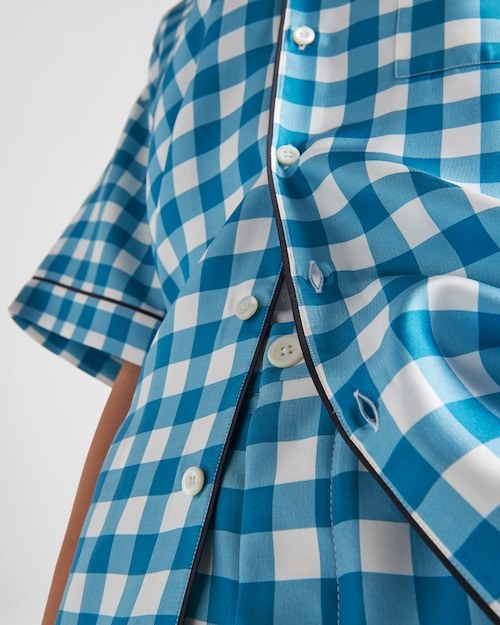 Prada Checkered Shorts In Blue