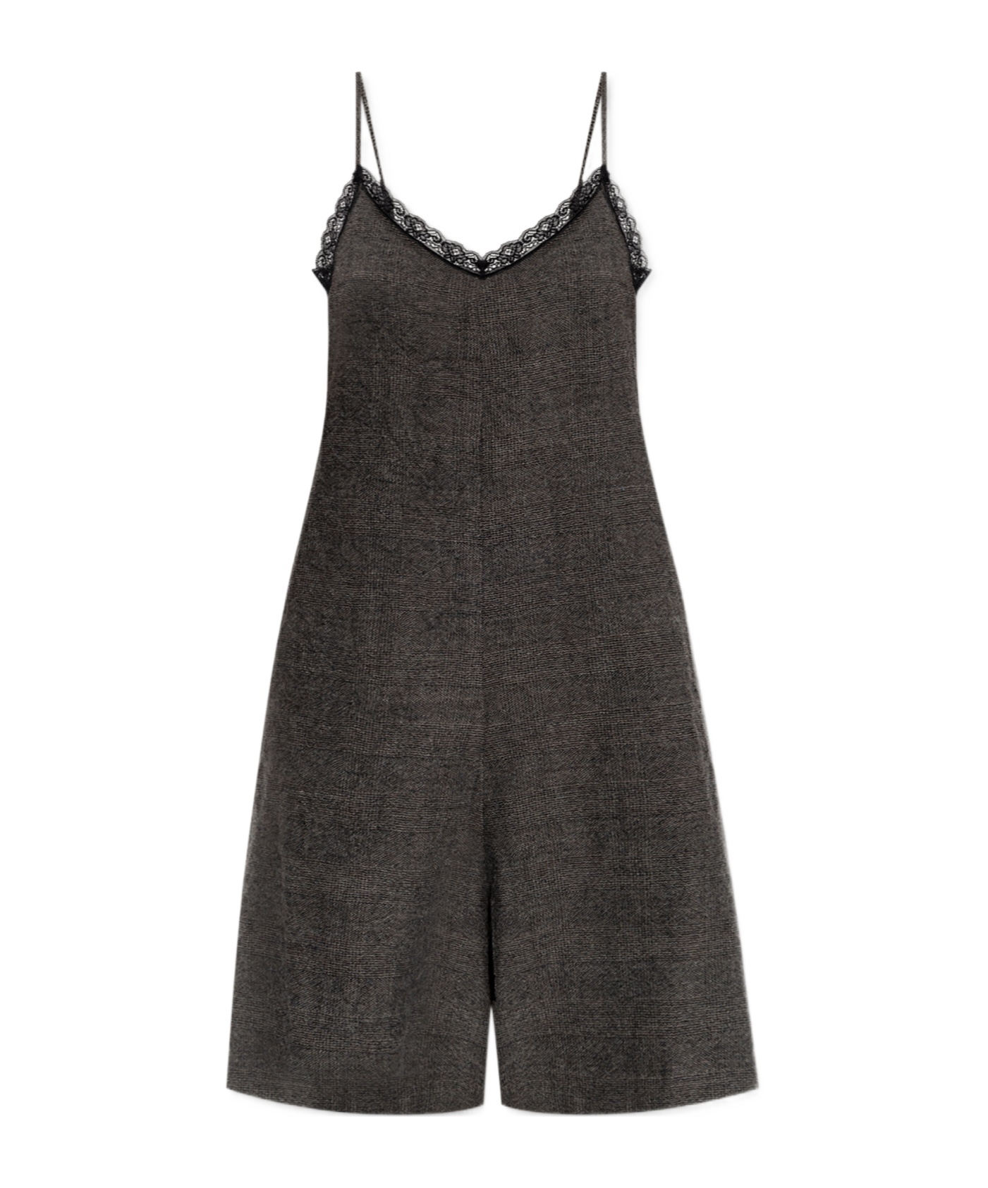 R13 Lace-trimmed Wool Playsuit In Gray