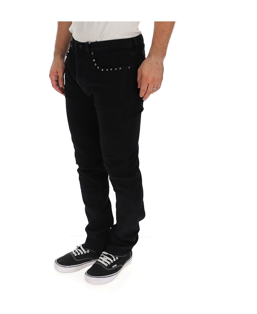 Valentino Slim-fit Rockstud Jeans In Black