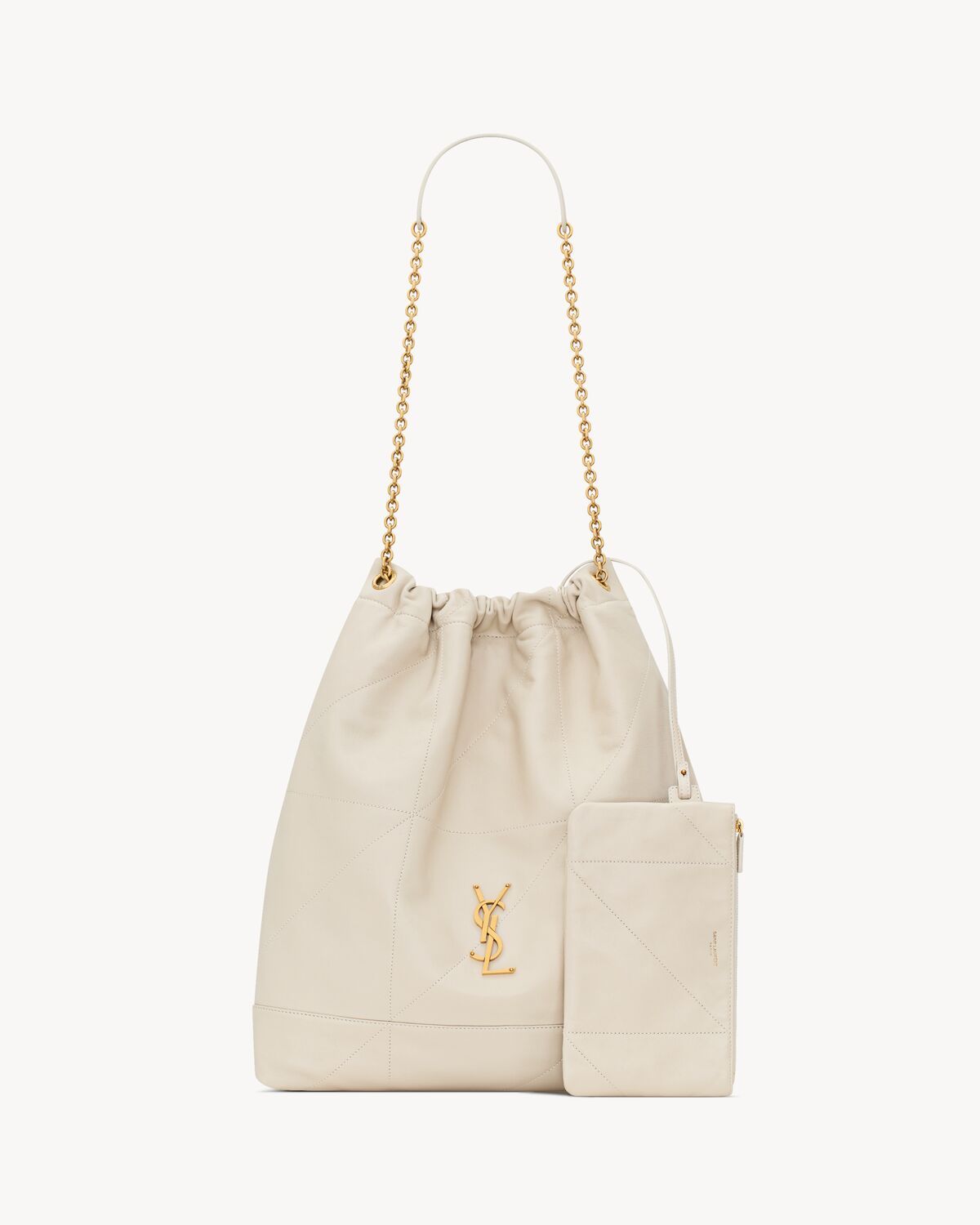 Saint Laurent Jamie Large Pouch In Lambskin In White