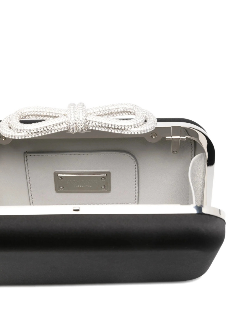 Machmach Crystal-embellished Bow Clutch In Black