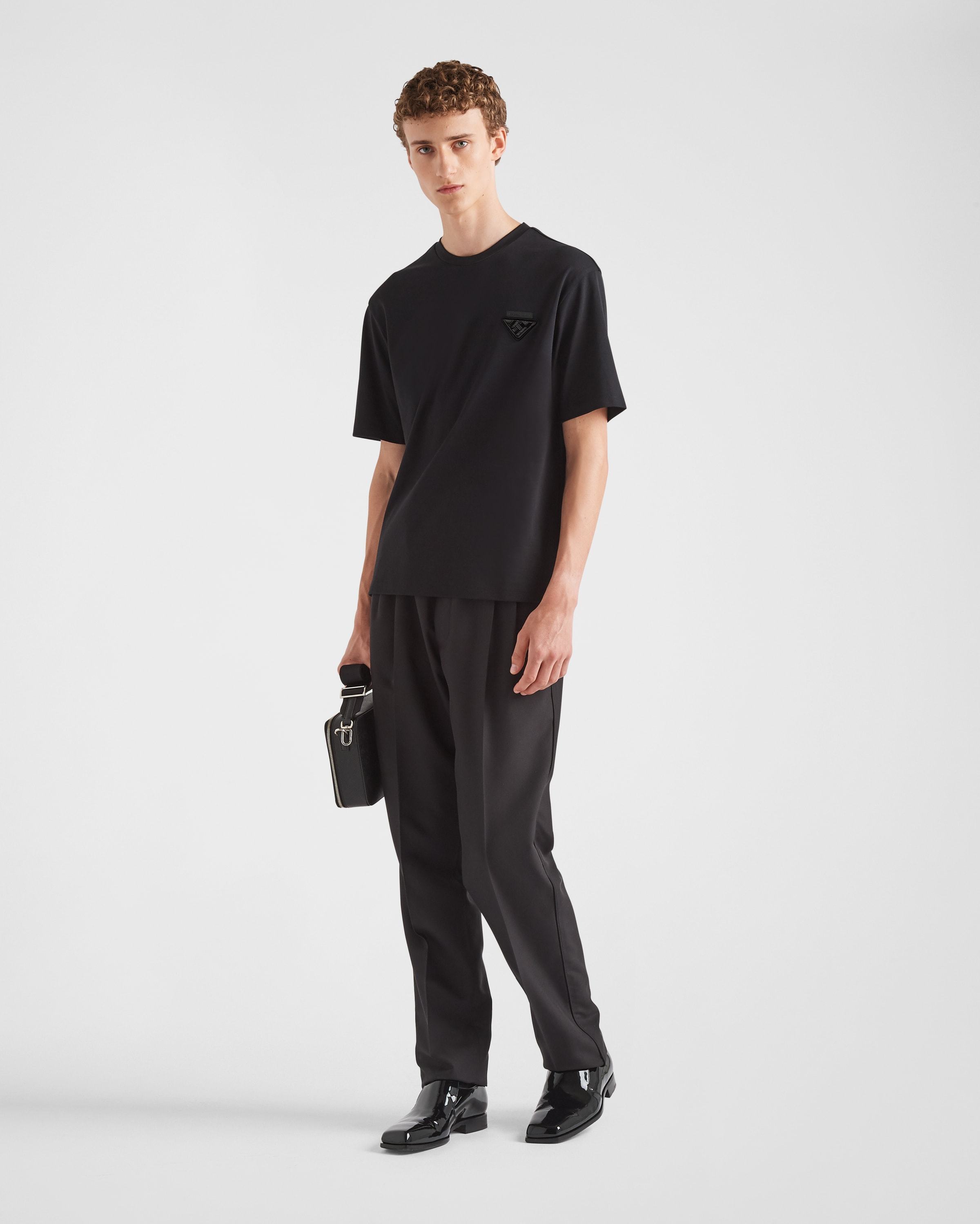 Prada Short Sleeved Crewneck T-shirt In Black