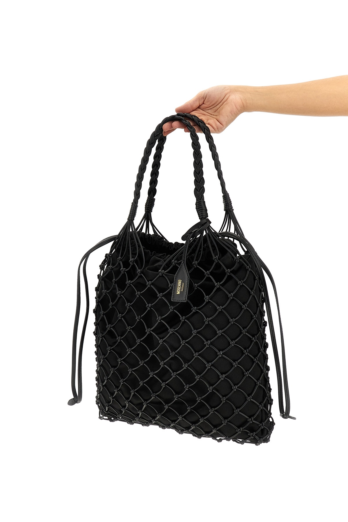 Moschino Women Woven Nappa Leather Shopping Bag In Black