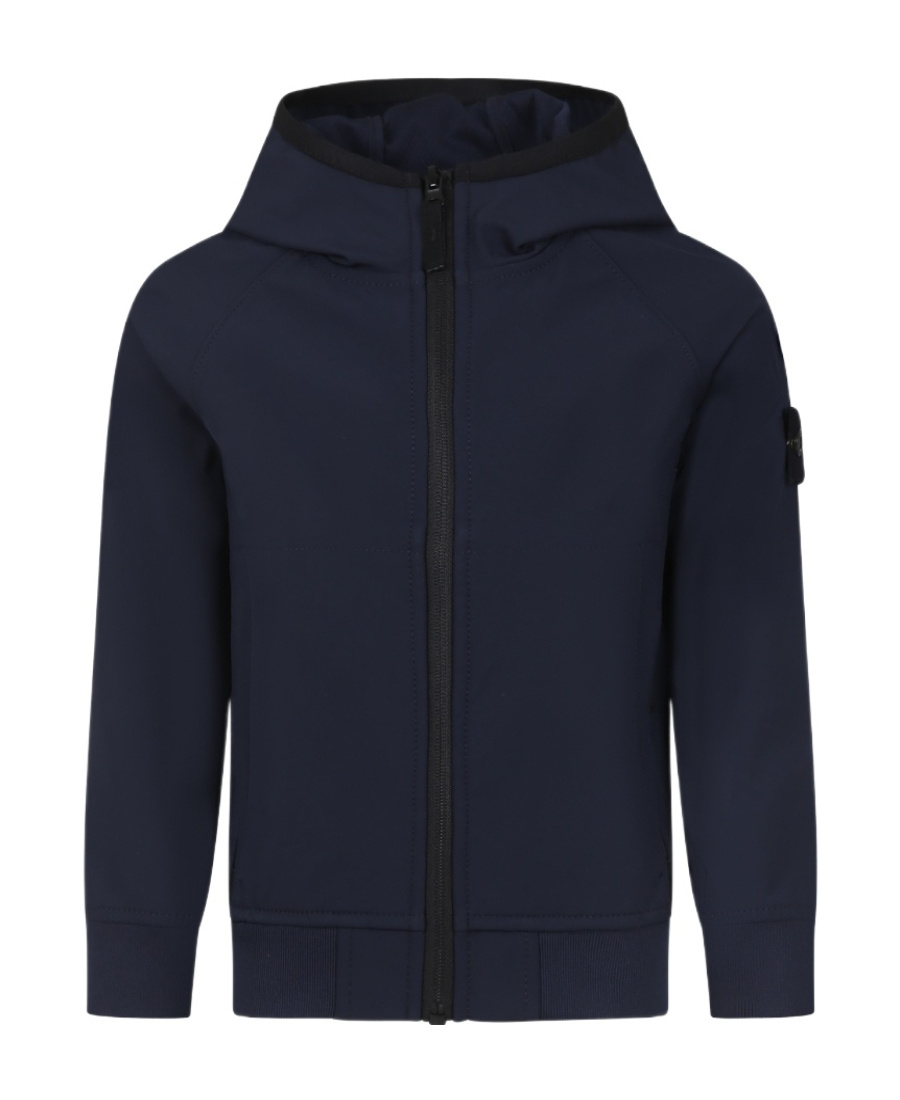 Stone Island Zipped Hooded Jacket In Blue