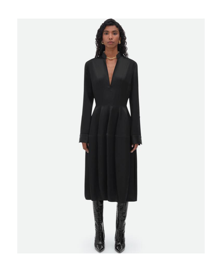 Bottega Veneta Silk Twill Dress In Black