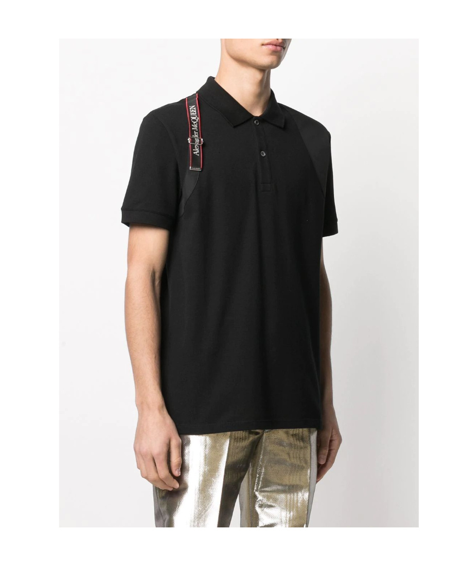 Alexander Mcqueen Shoulder Strap T-shirt In Black