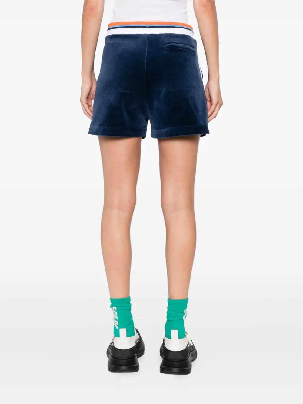 Casablanca Montagne Velvet Shorts With Side Stripe In Black