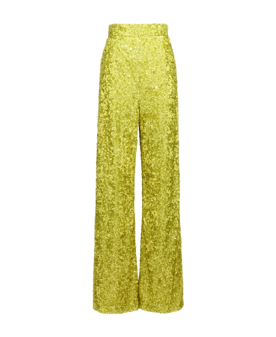 Ermanno Scervino High Waist Sequin Embellished Wide Leg Trousers In Green