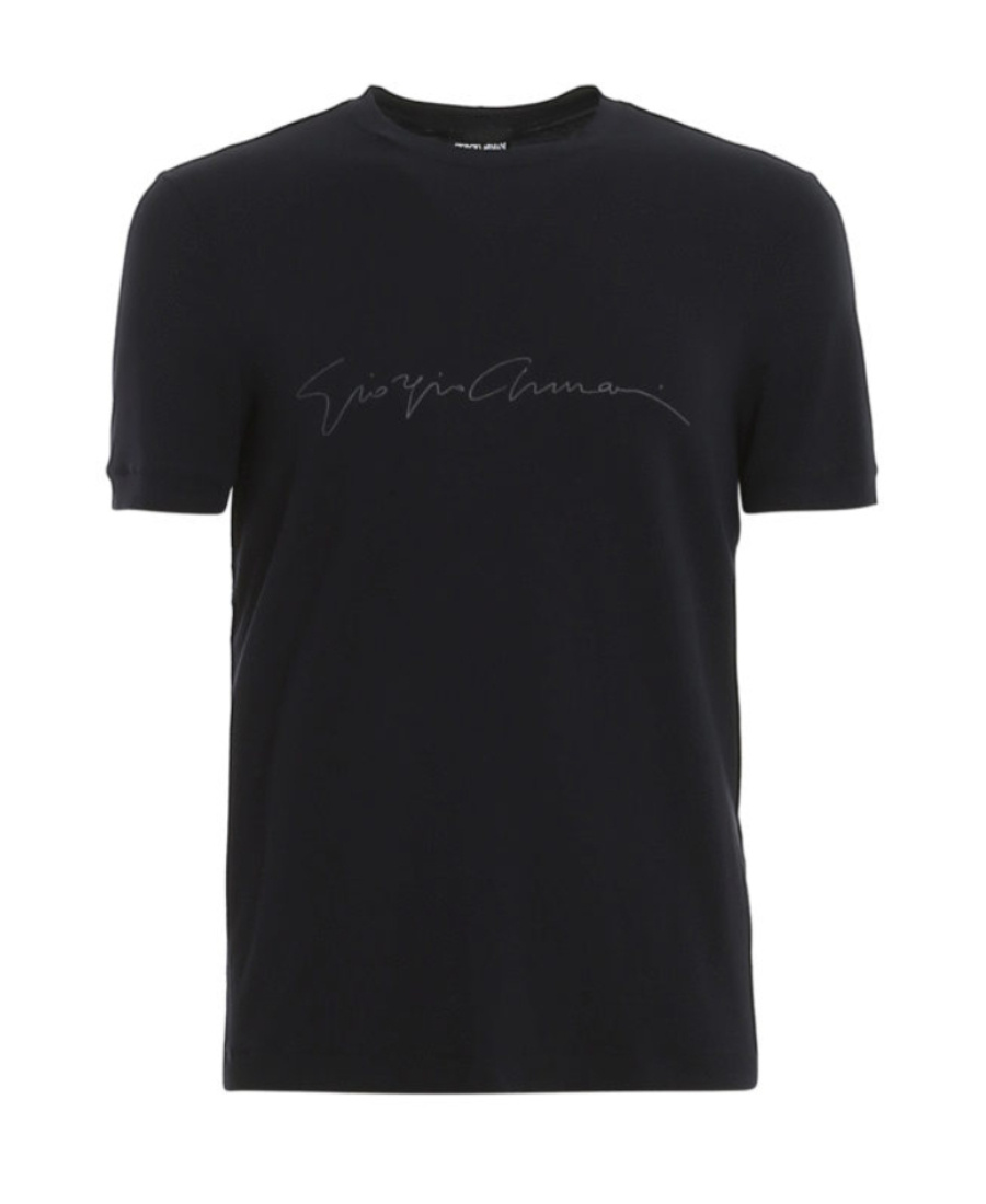 Shop Giorgio Armani Logo-print T-shirt In Black
