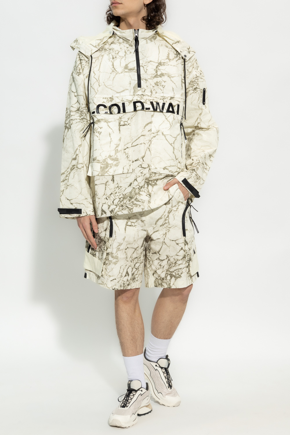 A-cold-wall* Marble-print Zip-up Jacket In White