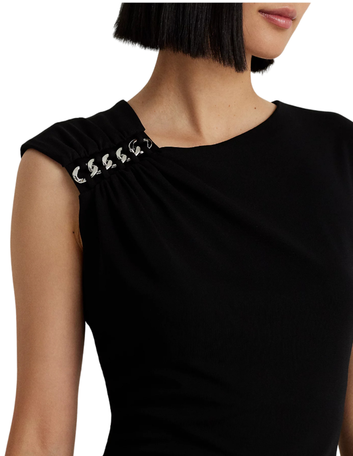 Polo Ralph Lauren Chain-link Detail Midi Dress In Black