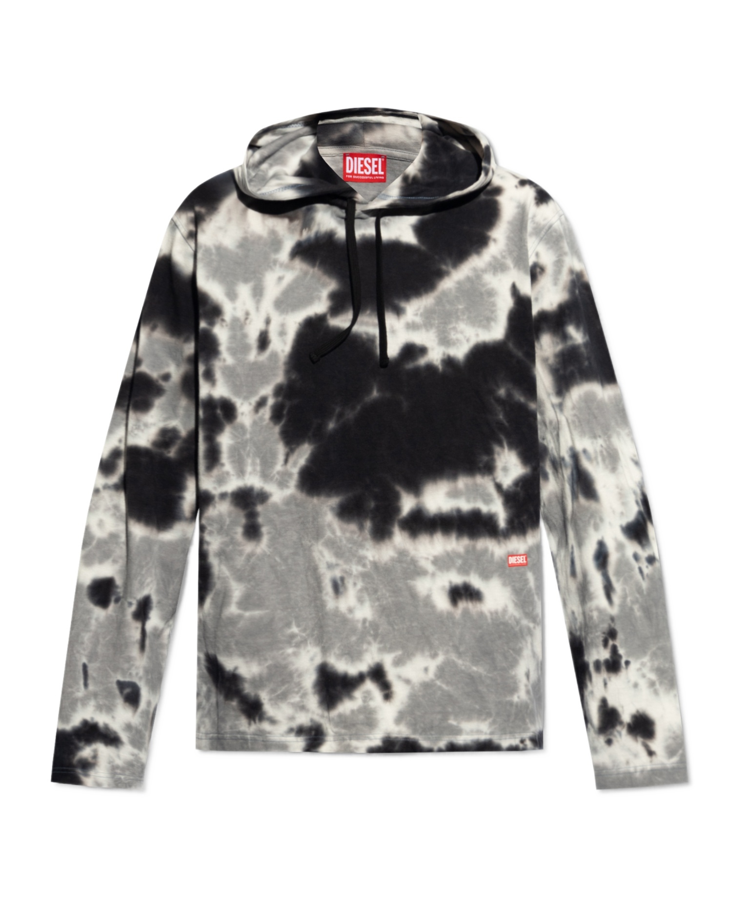 Diesel Hoodie In Tie-dye Jersey In Gray