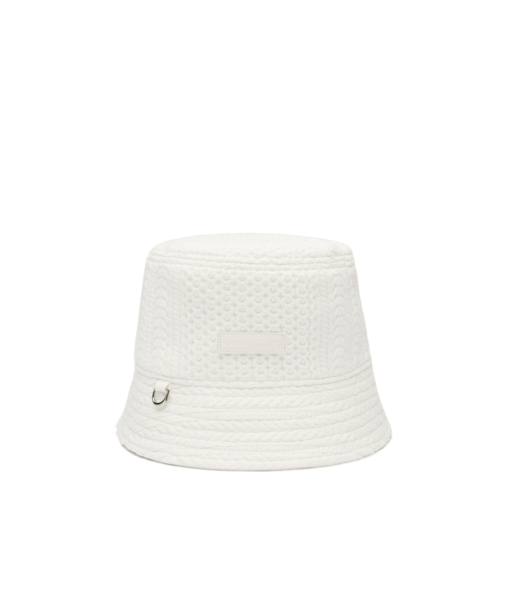 Jacquemus Le Bob Belo Cable Knit Bucket Hat In White