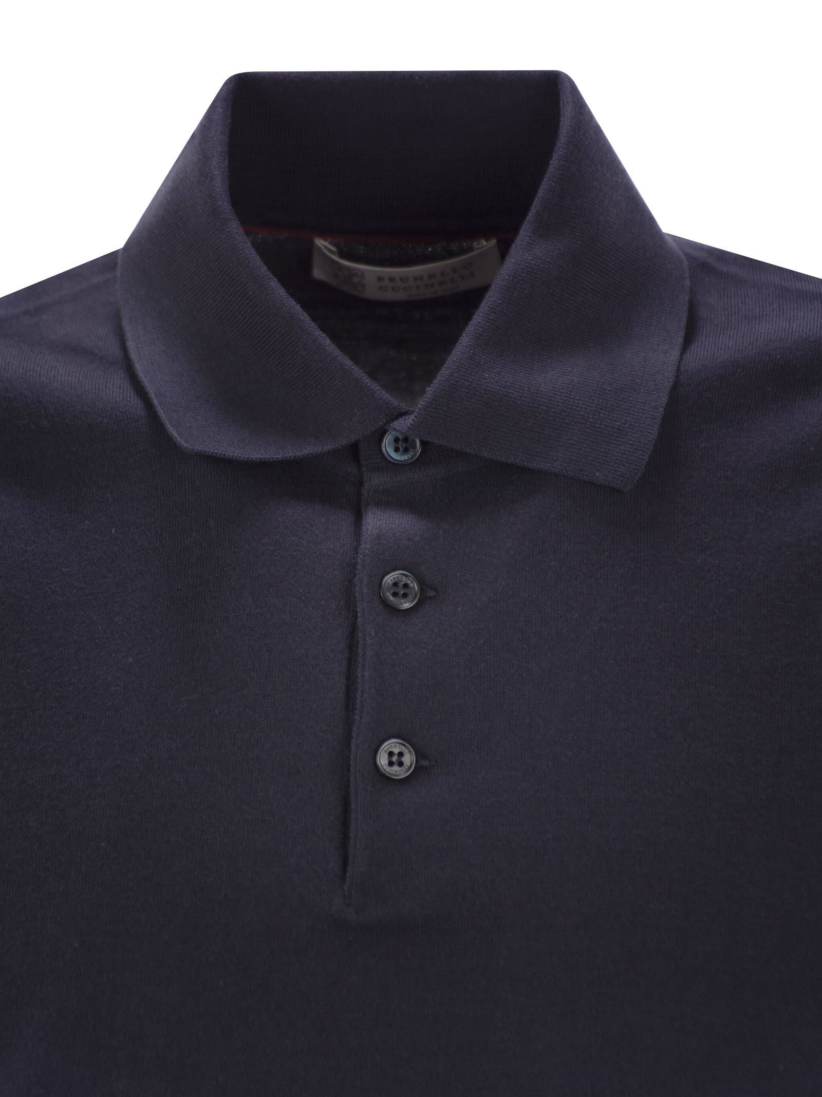 Brunello Cucinelli Short Sleeved Buttoned Polo Shirt In Blue