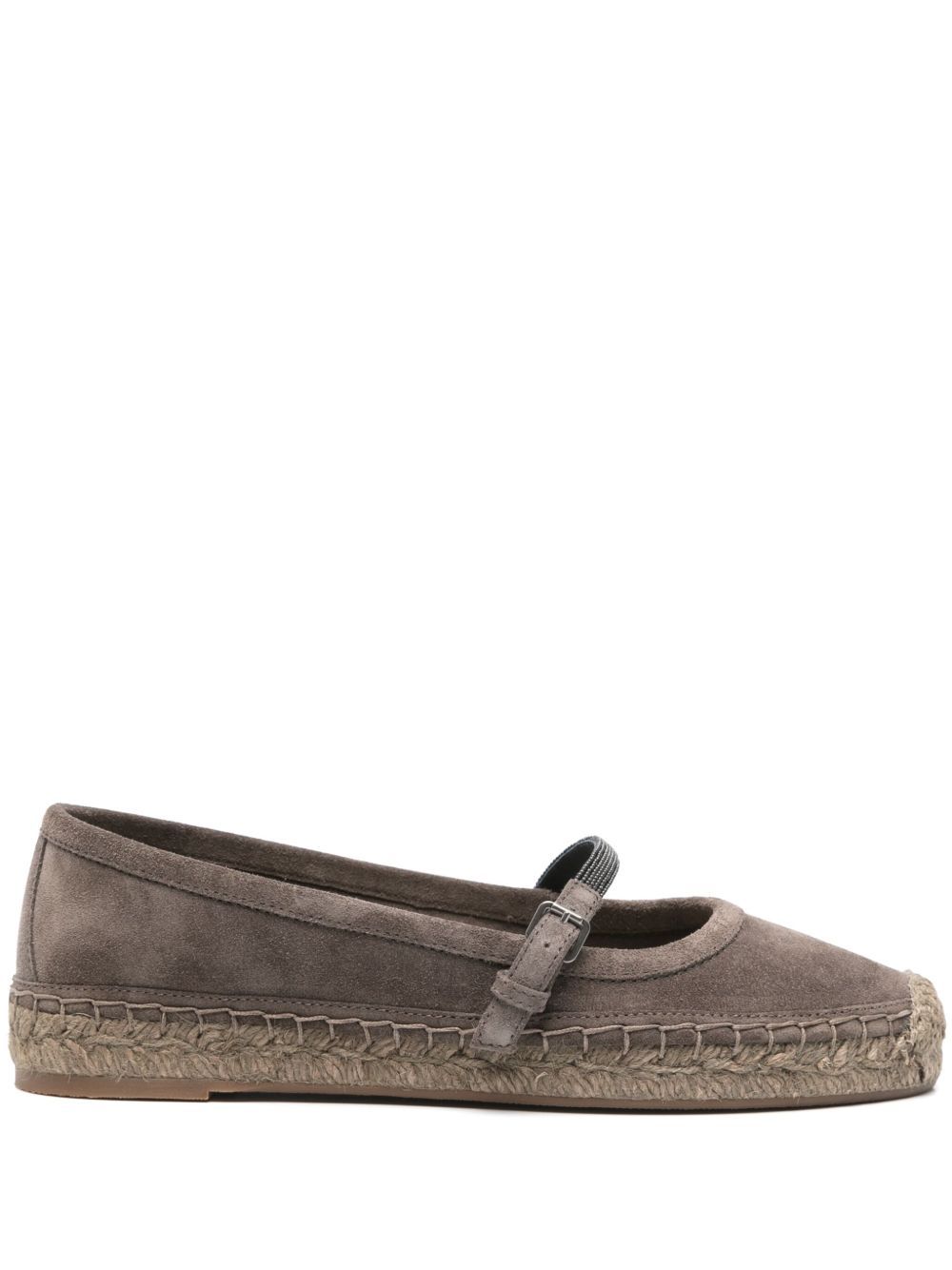 Brunello Cucinelli Brown Espadrilles With Monile Detail And Beveled Toe In Multicolor