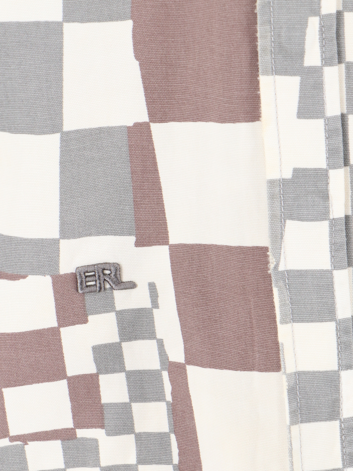 Erl Multicolor Jacket With Asymmetric Check Motif In Cotton Denim Man In White