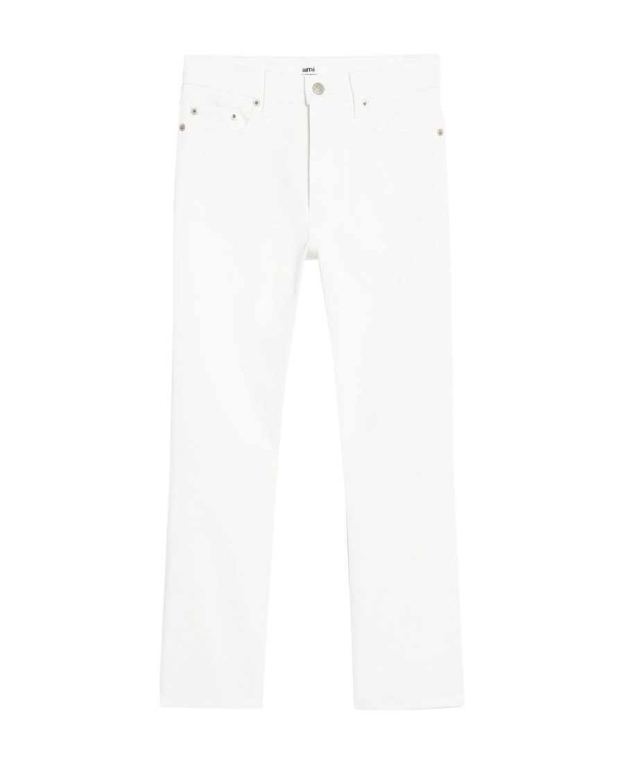 Ami Alexandre Mattiussi Ami Wide Stretch Cropped Denim Jeans In White