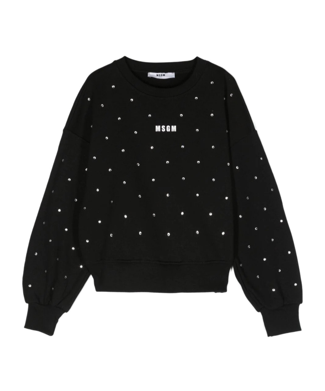 Msgm Crystal-embellished Cotton Sweatshirt In Black
