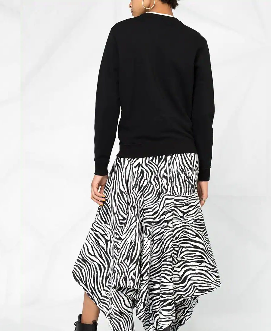 Saint Laurent Logo Printed Sweater In Black