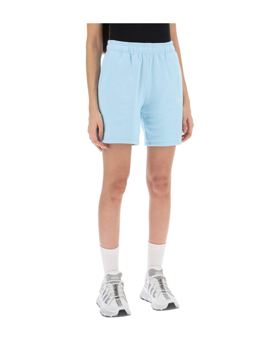 Versace 1978 Re-edition Brushed Jersey Shorts In Blue