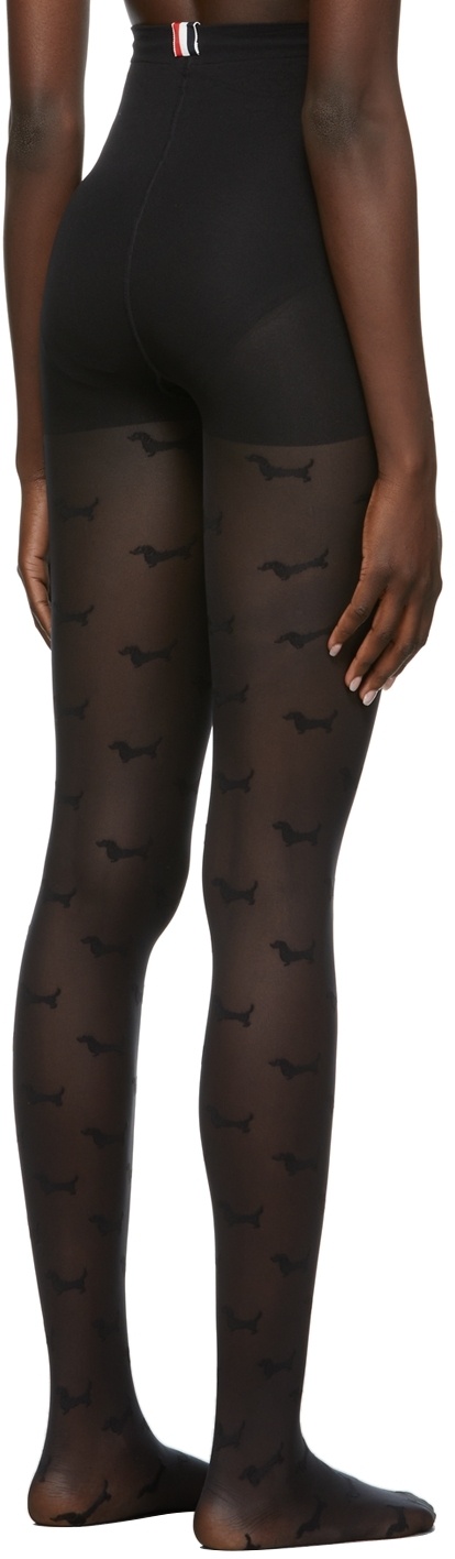Thom Browne Hector-motif Tights In Black