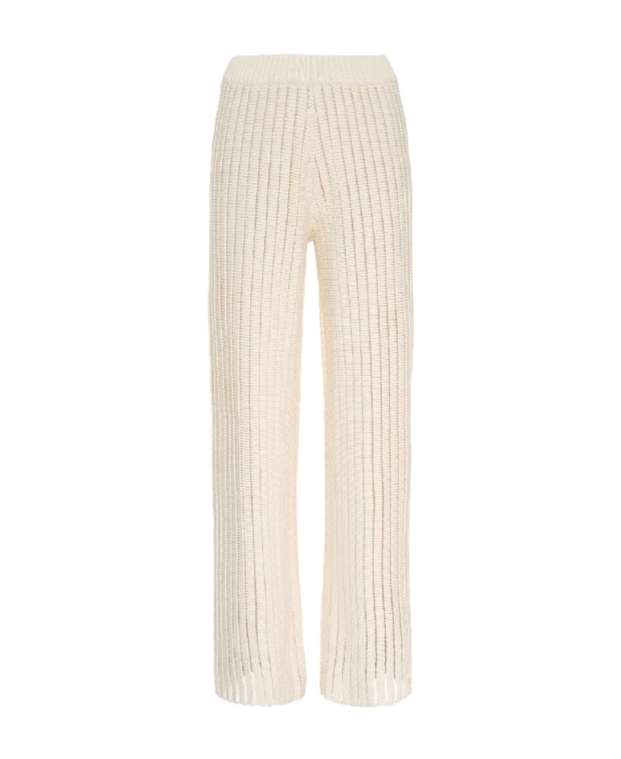 Fabiana Filippi Ivory White Cotton Blend Trousers In Nude