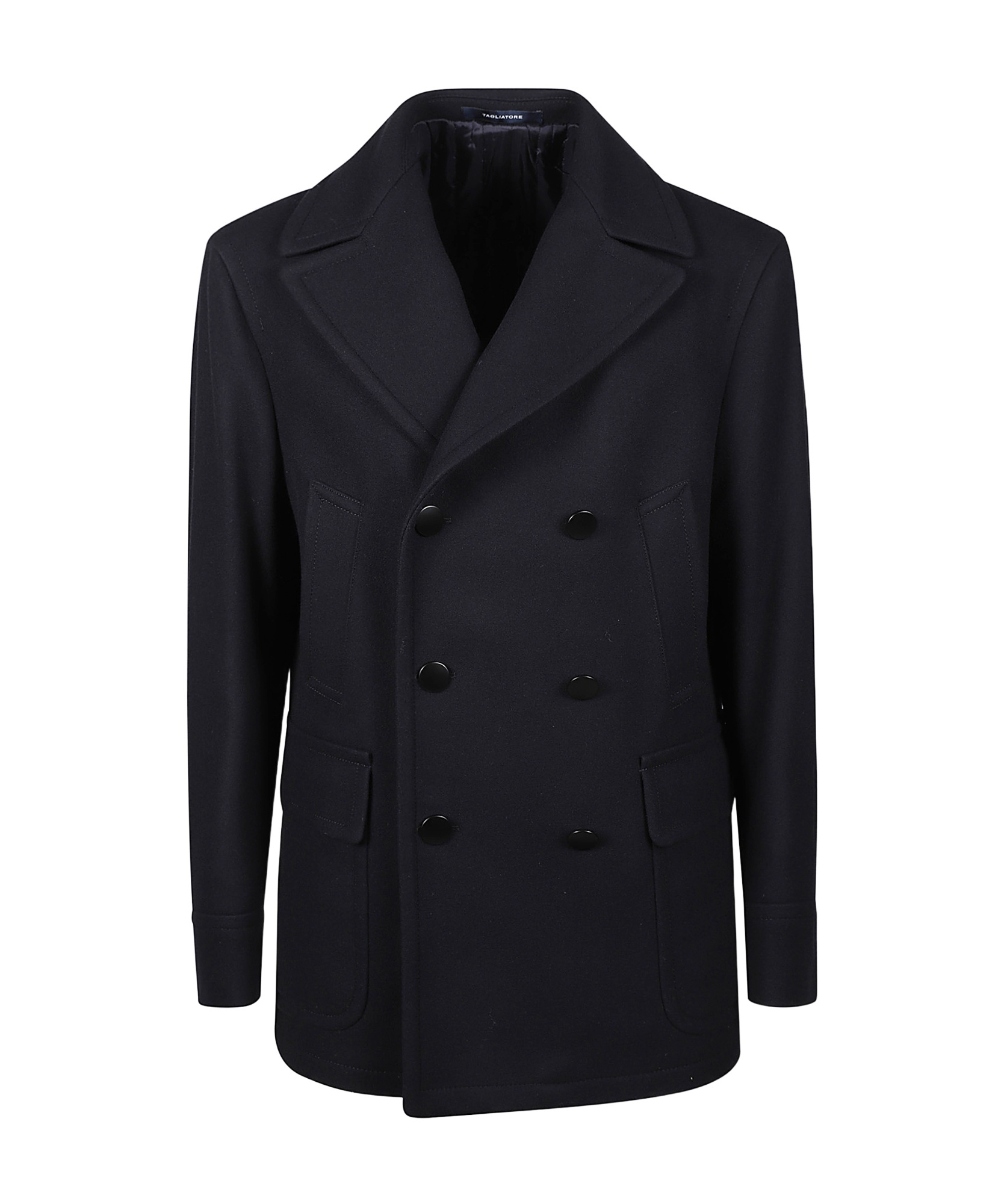 Tagliatore Long-sleeved Coat In Black