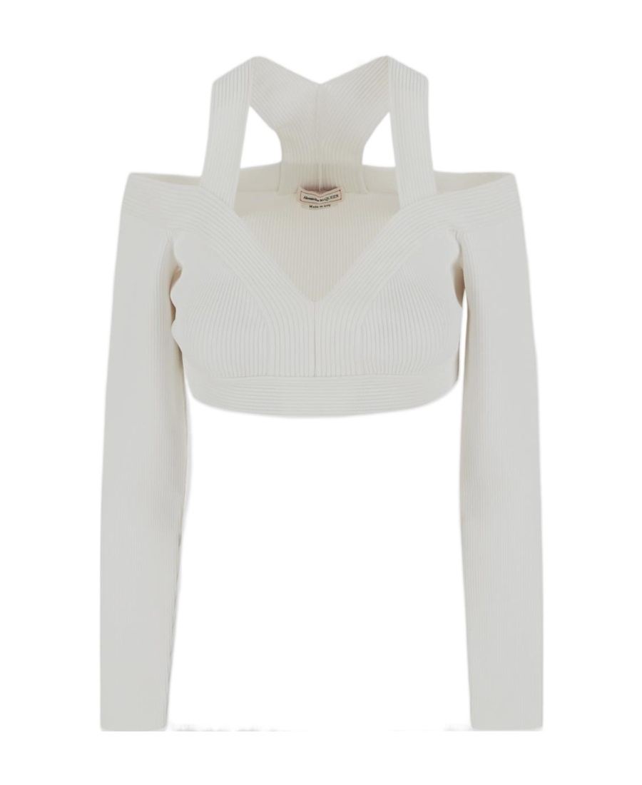 Alexander Mcqueen Cut-out Detailed Cropped Top In White