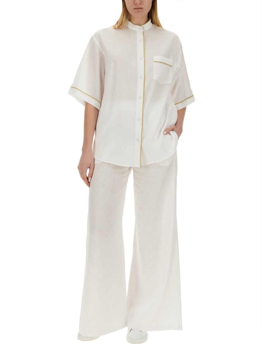 Fabiana Filippi Wide-leg Linen Trousers In White