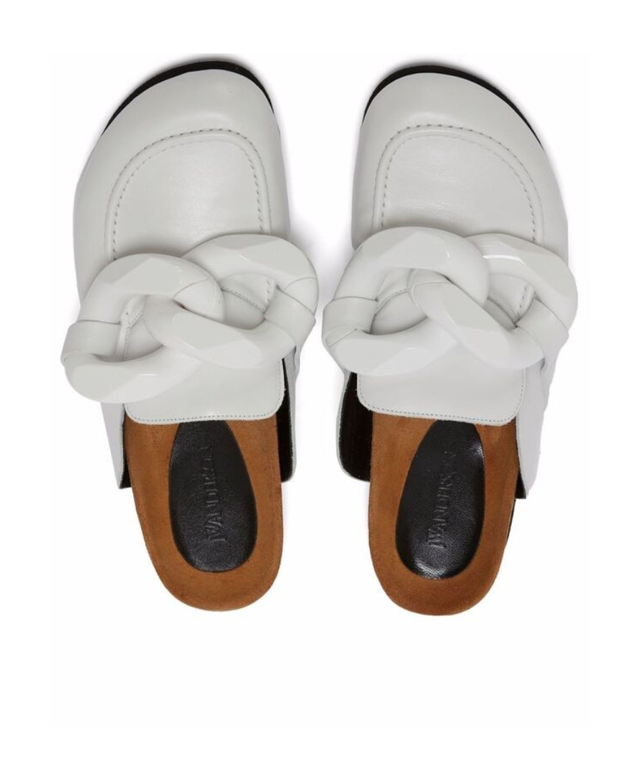 Jw Anderson Shearling Leather Chain Loafer Mules