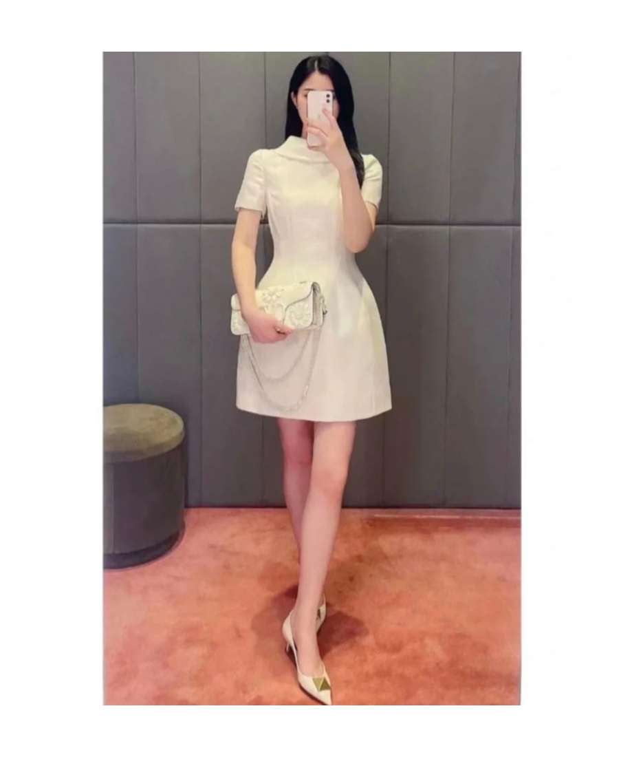 Valentino Bow Tie Detail Dress In Nude