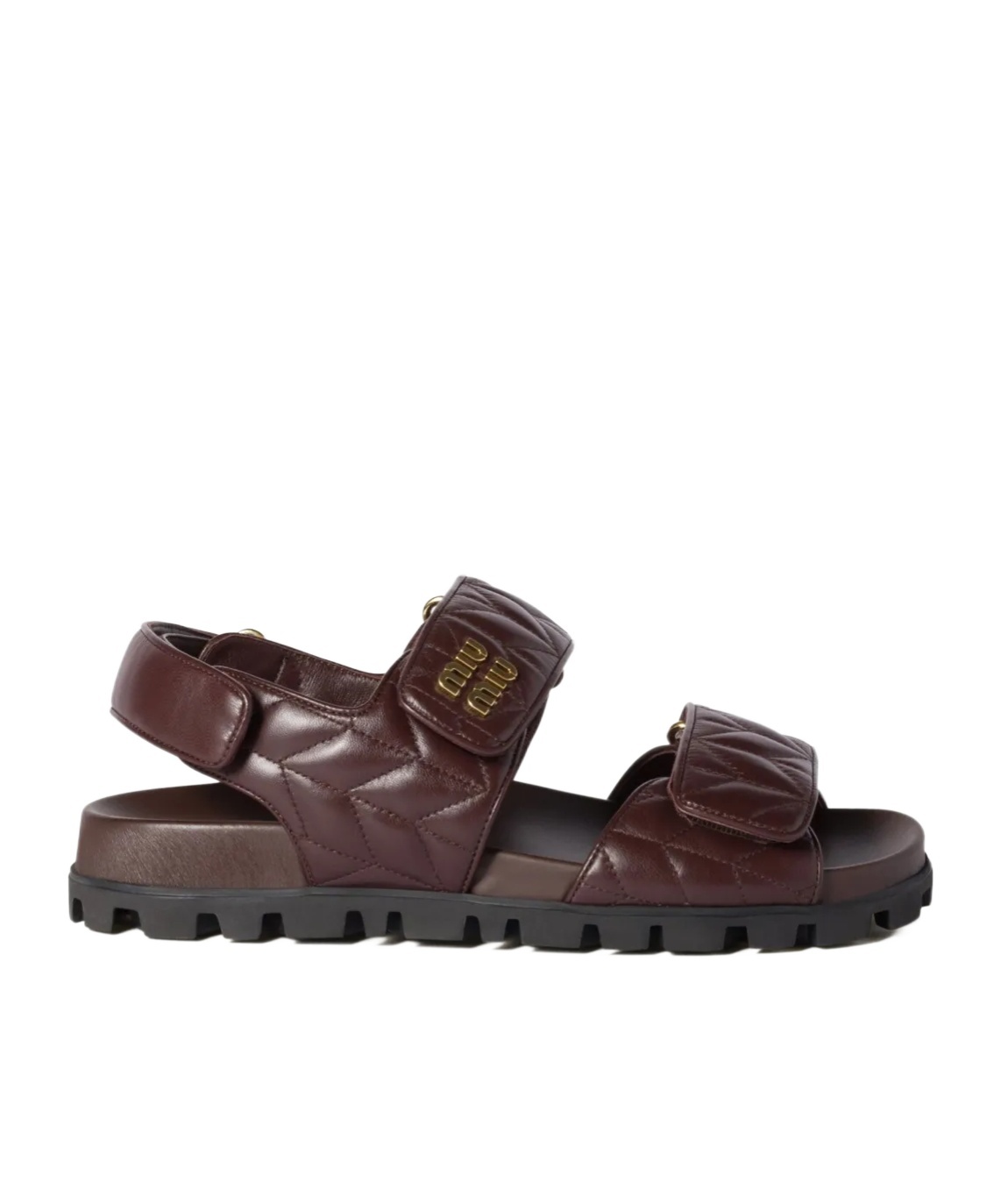 Shop Miu Miu Sporty Matelassé Nappa Leather Sandals In Black
