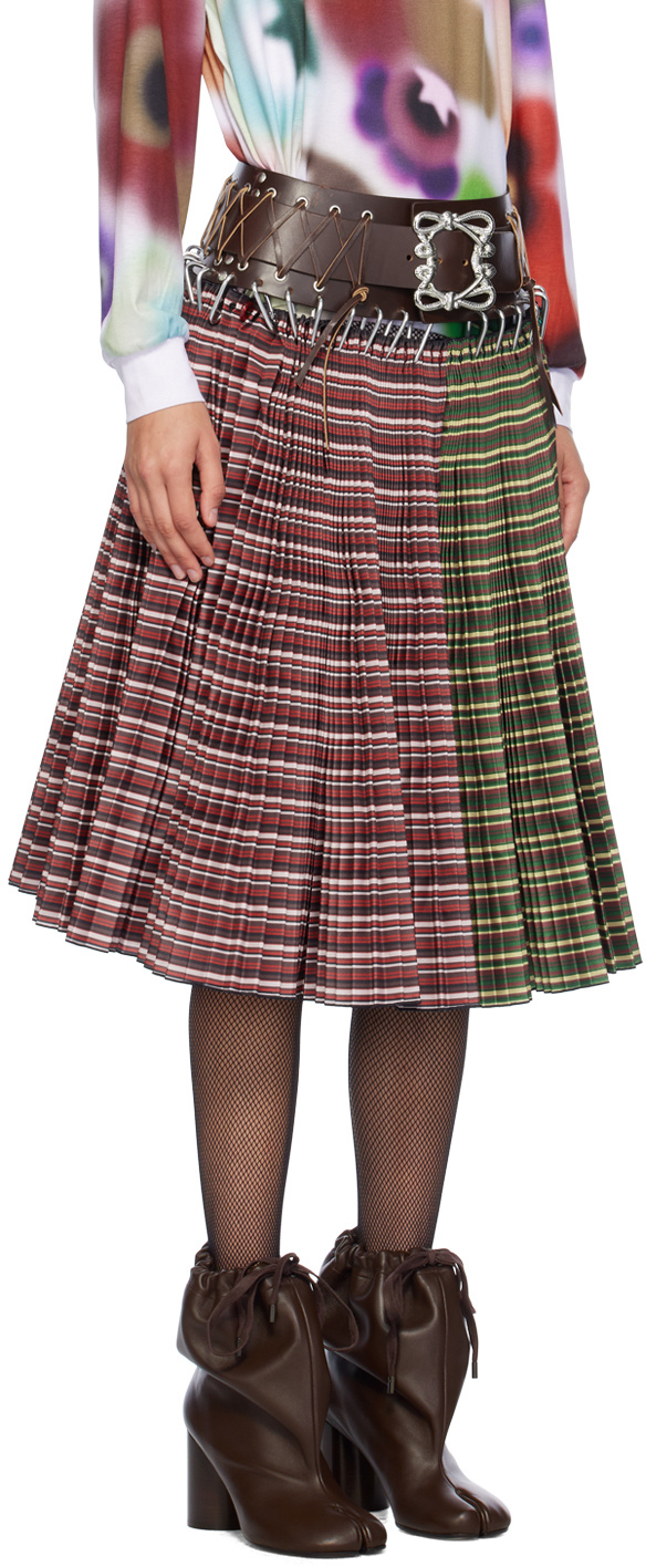 Chopova Lowena Red & Green June Knee Carabiner Midi Skirt In Multicolor