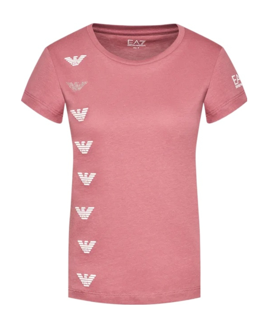 Ea7 T-shirt With Round Neck And Short Sleeves In Pink