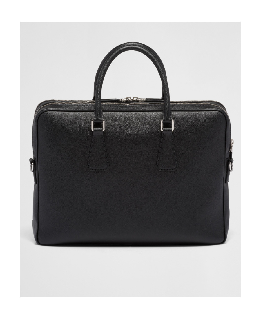 Prada Saffiano Leather Briefcase In Black