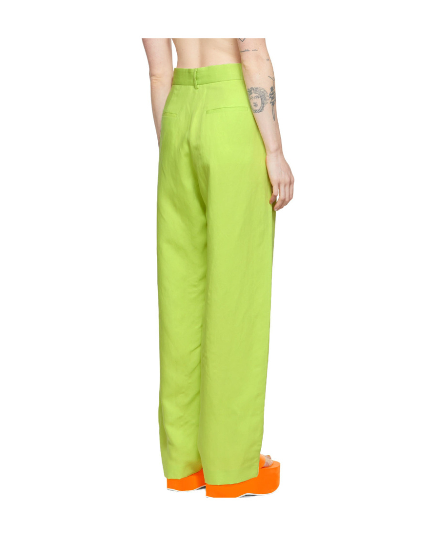 Msgm Logo Casual Pants In Green