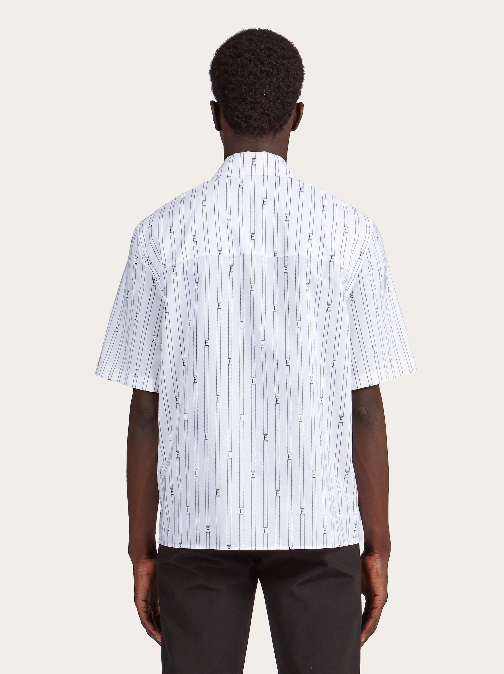 Ferragamo Logo-print Short-sleeve Cotton Blend Shirt In White