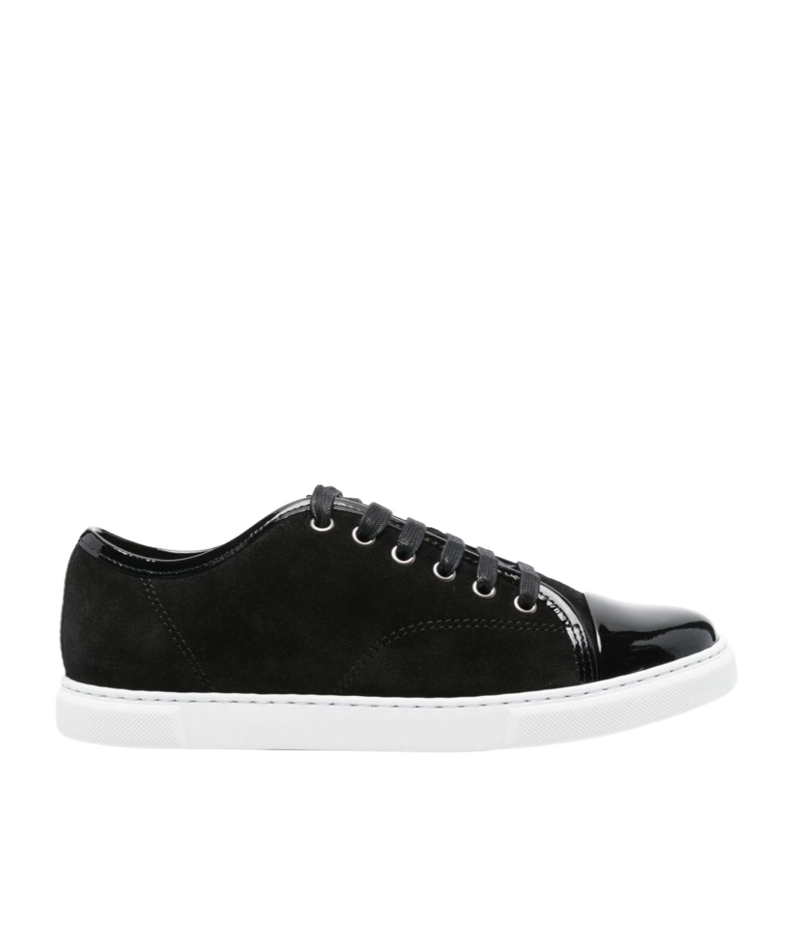 Lanvin Calf Suede Sneakers Metal Eyelet In Black