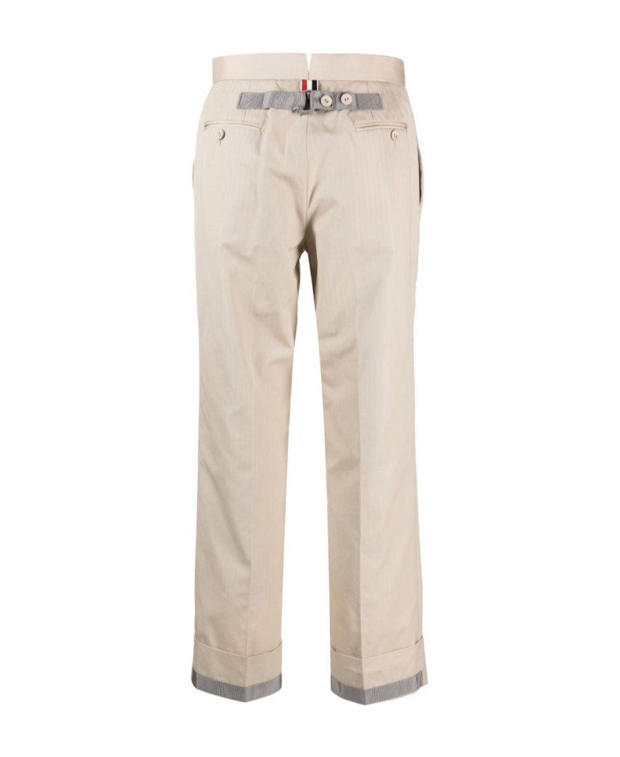 Shop Thom Browne Tailored Cropped Twill Trousers In Nude