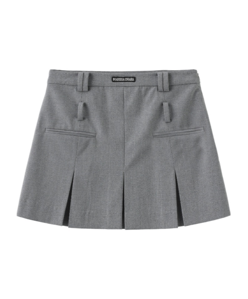 Marissa Chiara Belt Loop Skirt In Gray