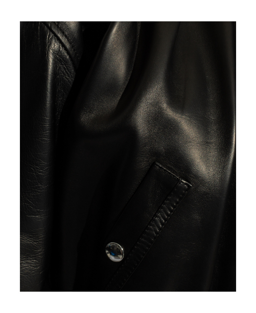 Alexander Mcqueen Leather Bomber Jacket In Black