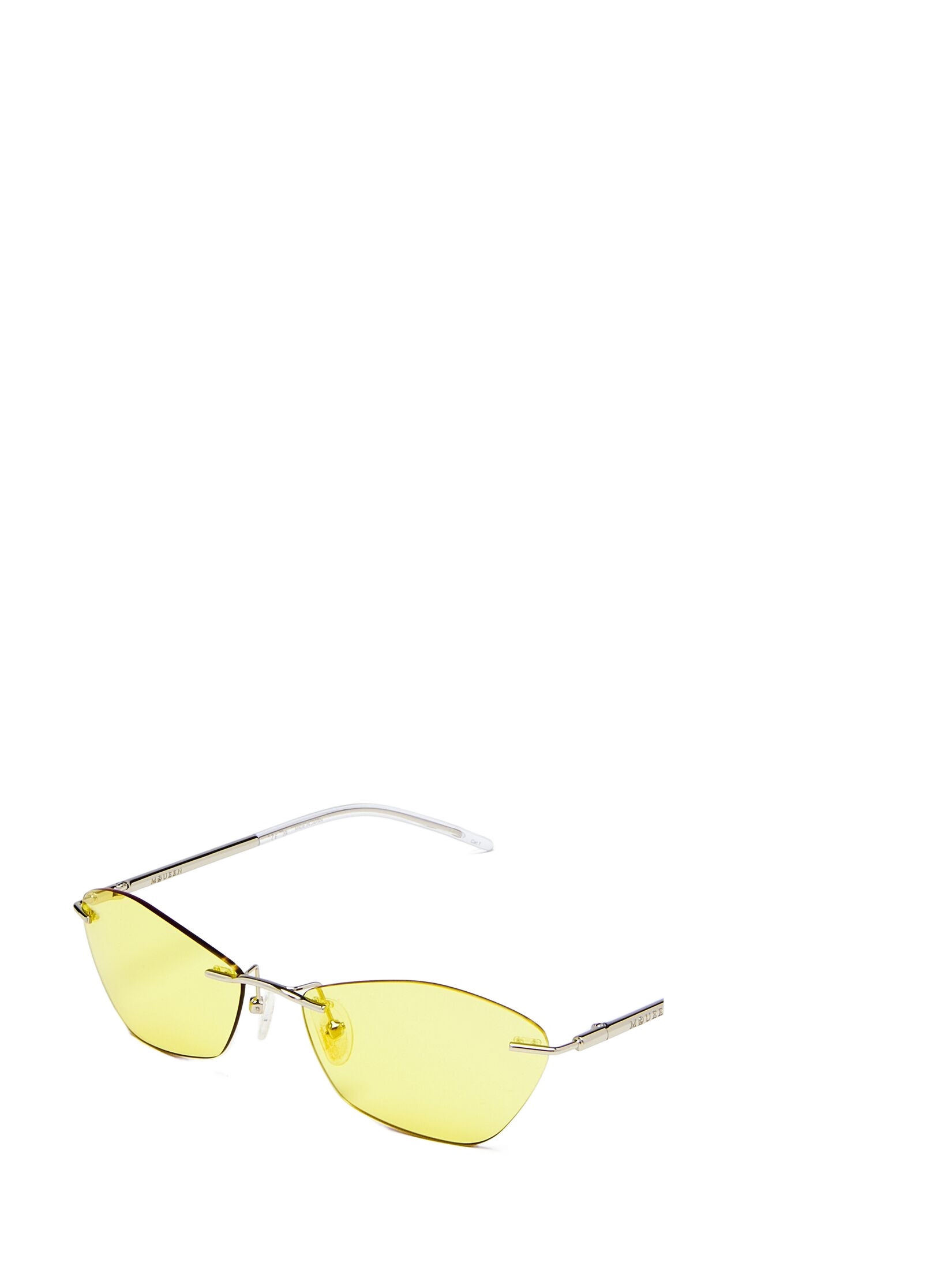 Alexander Mcqueen T-bar Slim Sunglasses In Yellow In Yellow